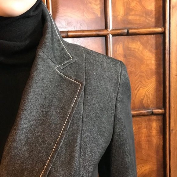 Kasper Black Denim Contrast Stitch Blazer - Picture 8 of 13